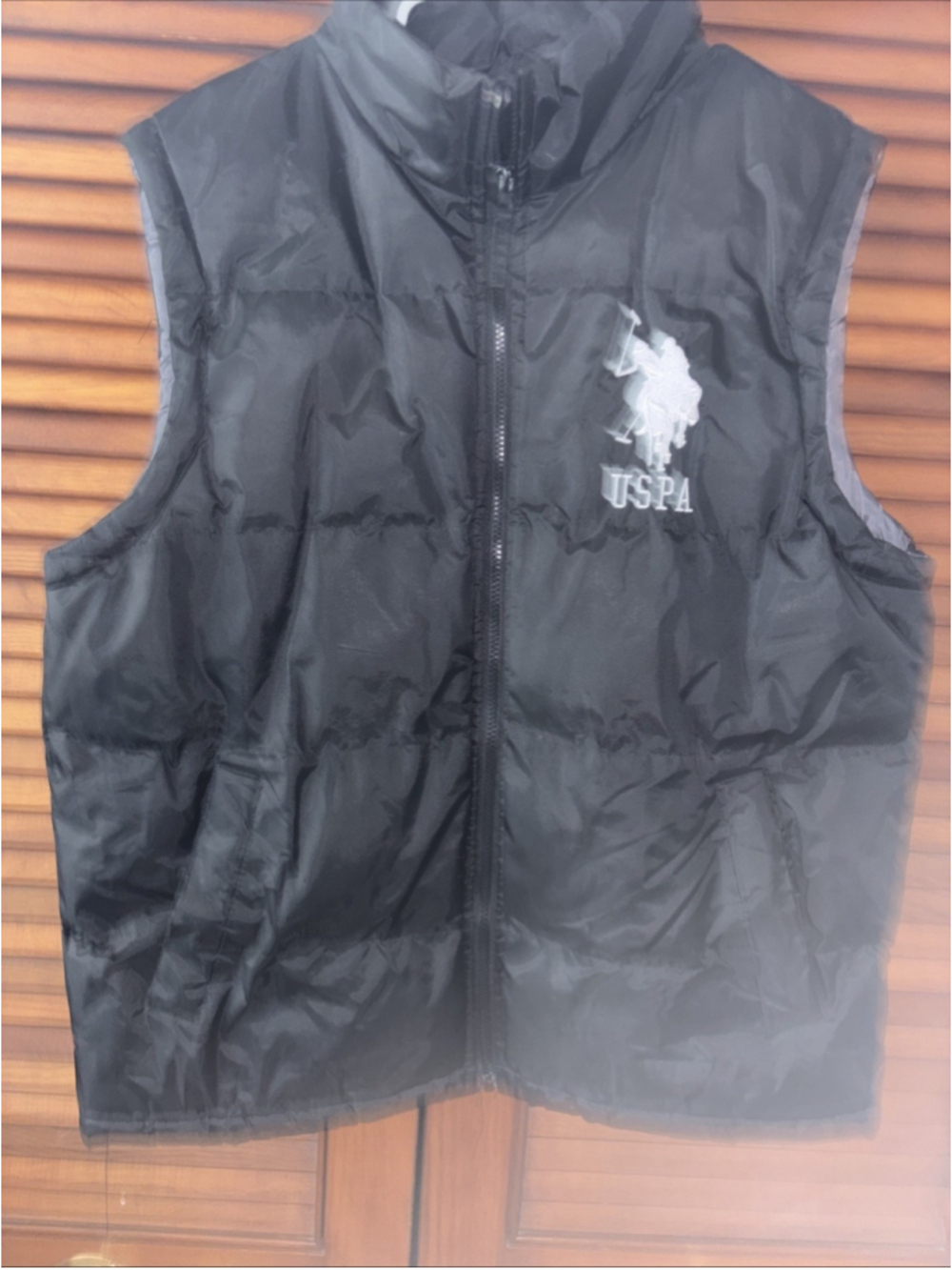 US Polo Association USPA Logo Black Puffer Vest Men's Large